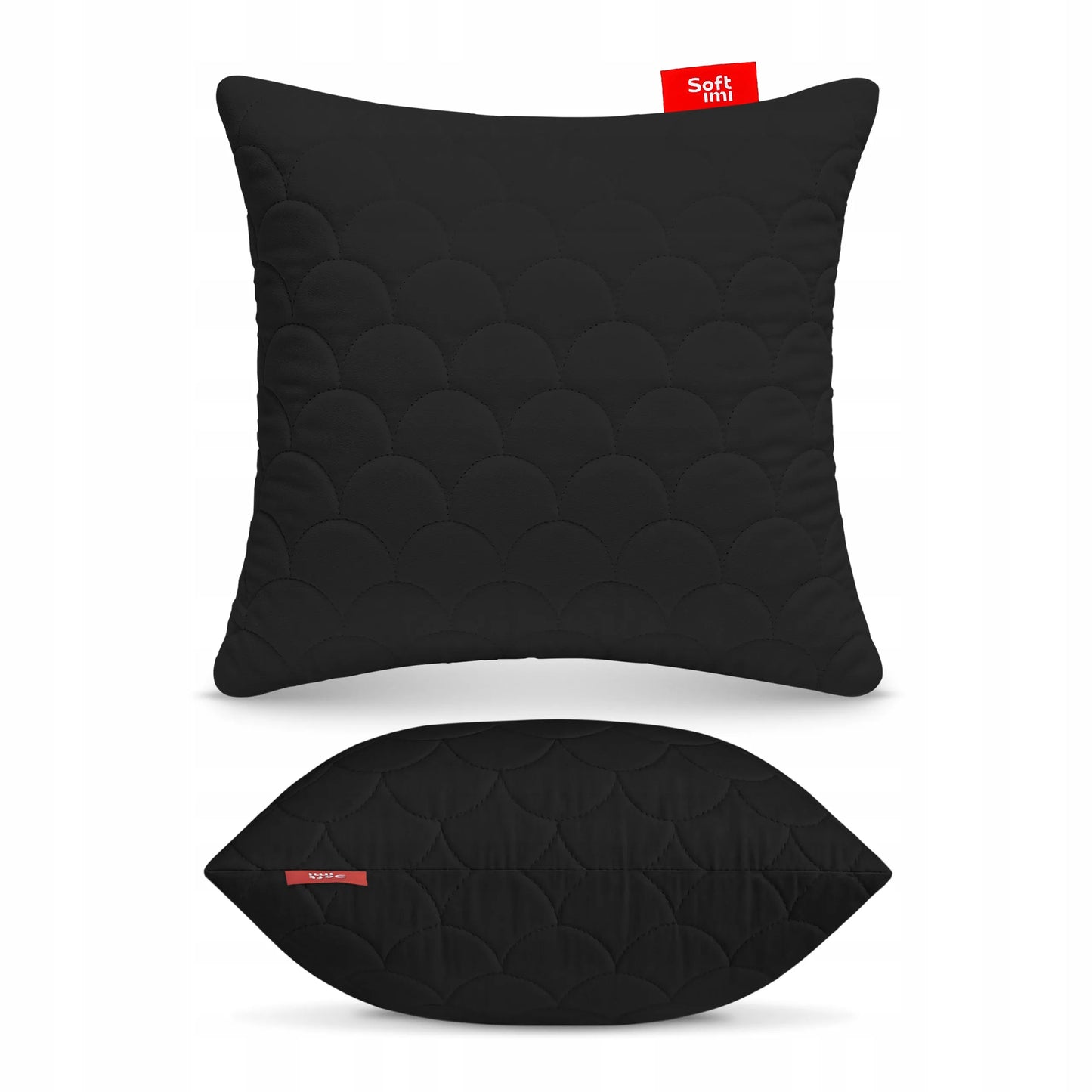 Antialerginė pagalvė 40x40 cm juoda dygsniuota su užtrauktuku