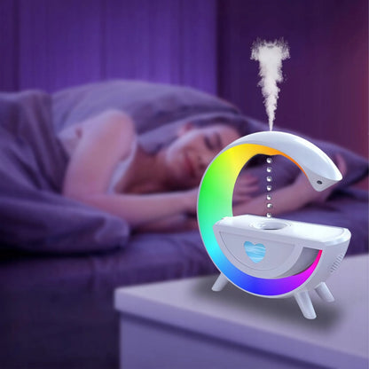 Antigravitacinis oro drėkintuvas su aromaterapija, RGB naktine lempa ir garsiakalbiu