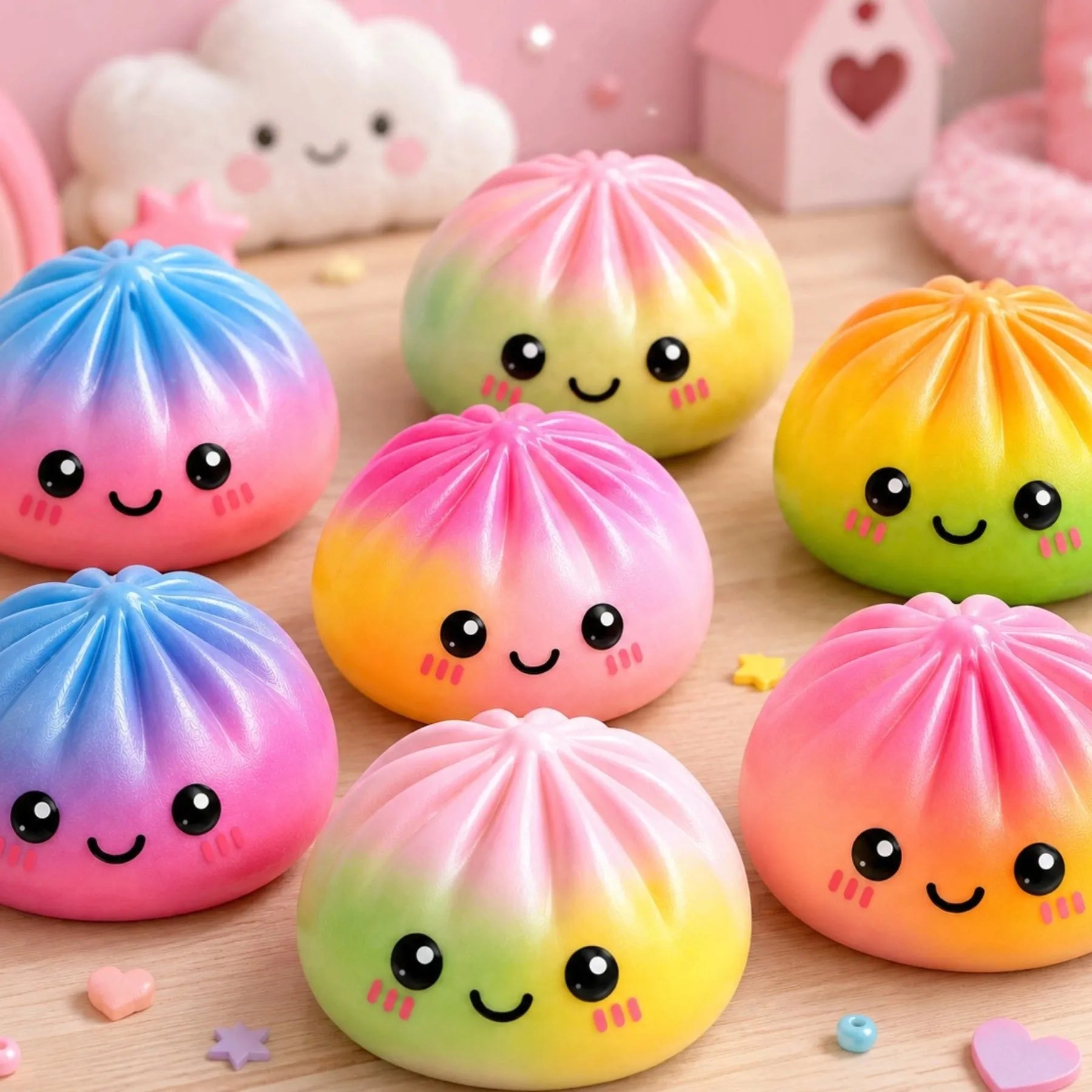 Antistresinis koldūnas „Dumpling Mystery“ – vaivorykštinis žaislas dėžutėje