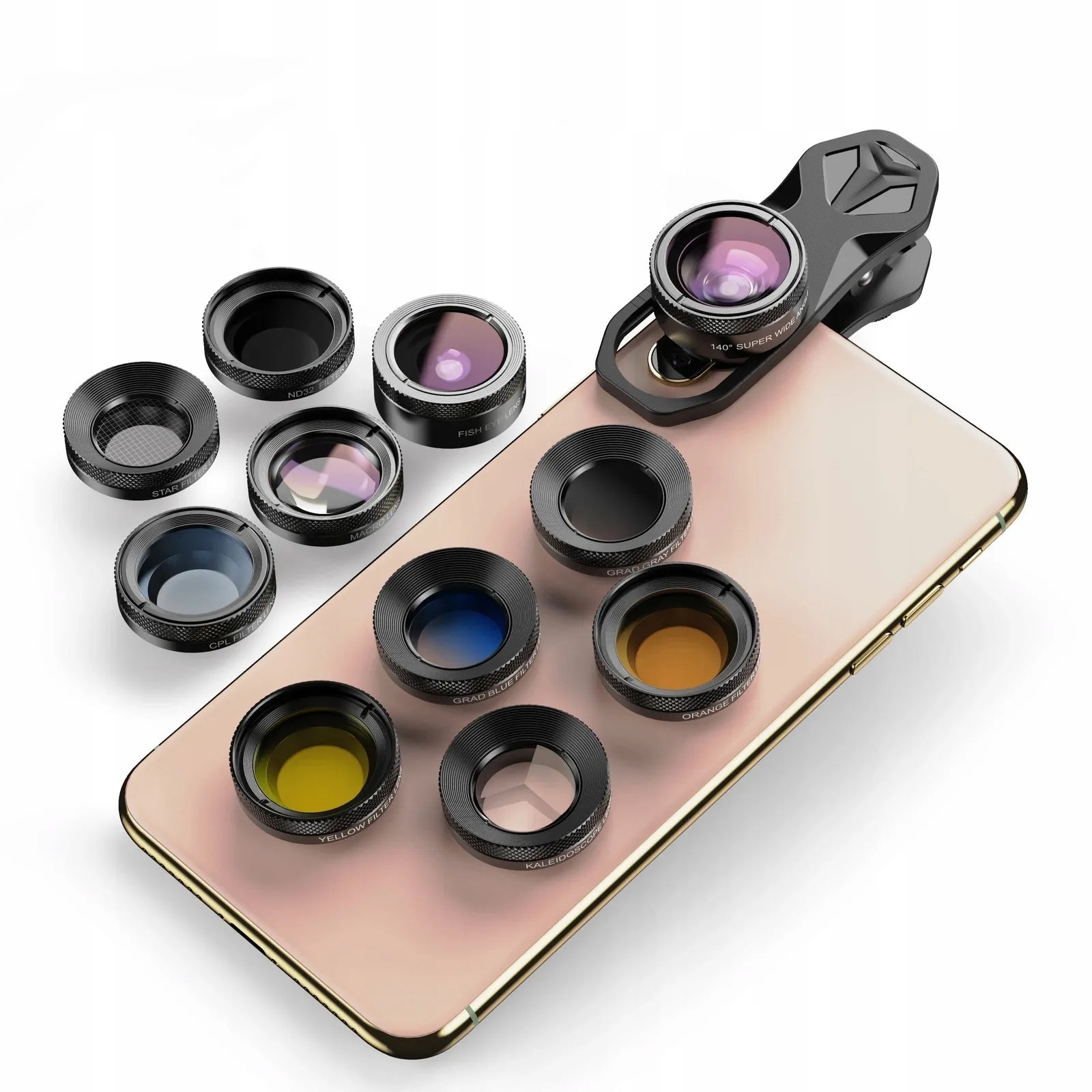 Apexel APL-DG11 11-in-1 išmaniųjų telefonų objektyvų ir filtrų rinkinys