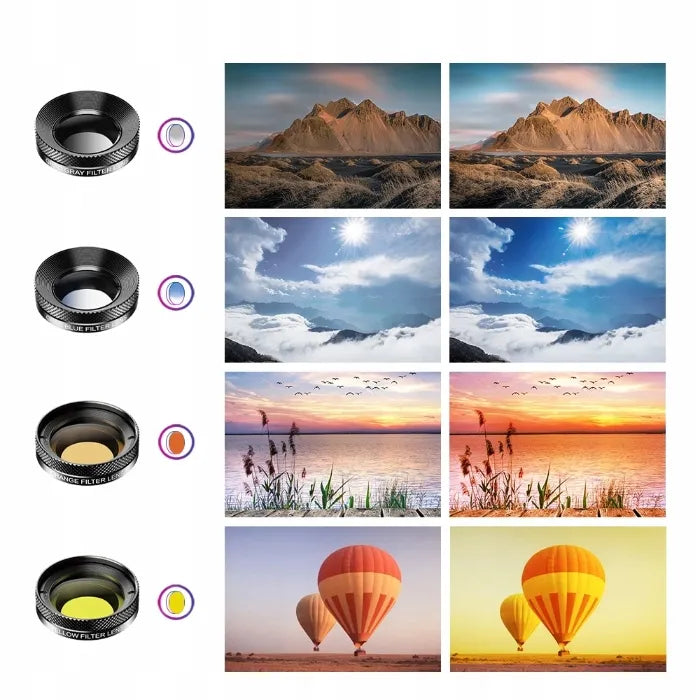 Apexel APL-DG11 11-in-1 išmaniųjų telefonų objektyvų ir filtrų rinkinys