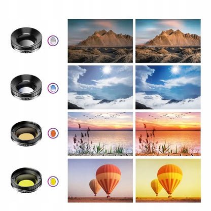 Apexel APL-DG11 11-in-1 išmaniųjų telefonų objektyvų ir filtrų rinkinys