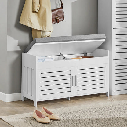Apmušta batų spintelė su sėdyne ir organizatoriumi SoBuy FSR102-W, 90 cm
