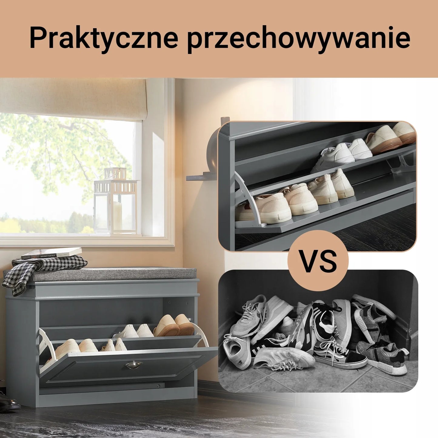 Apmušta batų spintelė suoliukas prieškambariui FSR82-L-HG