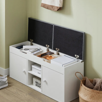 Apmuštas batų suoliukas su sėdyne lentyna 100x34x48cm FSR96-W