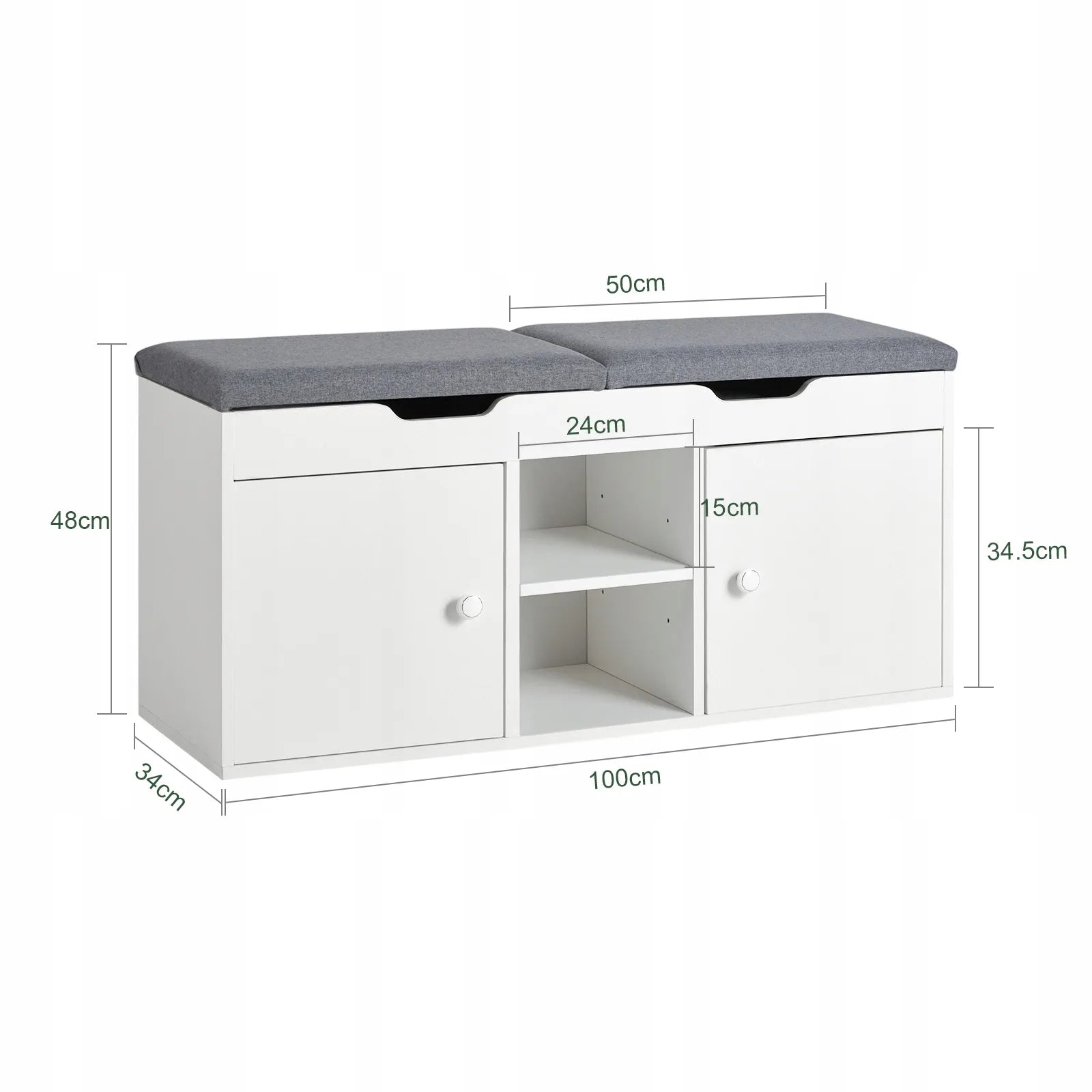 Apmuštas batų suoliukas su sėdyne lentyna 100x34x48cm FSR96-W