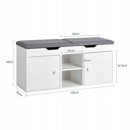 Apmuštas batų suoliukas su sėdyne lentyna 100x34x48cm FSR96-W