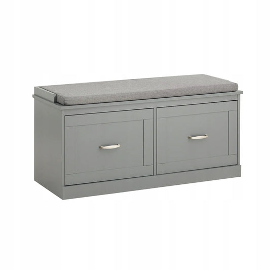 Apmuštas suoliukas batų dėžė pilka su 2 durelėmis 98x37x49cm FSR131-HG