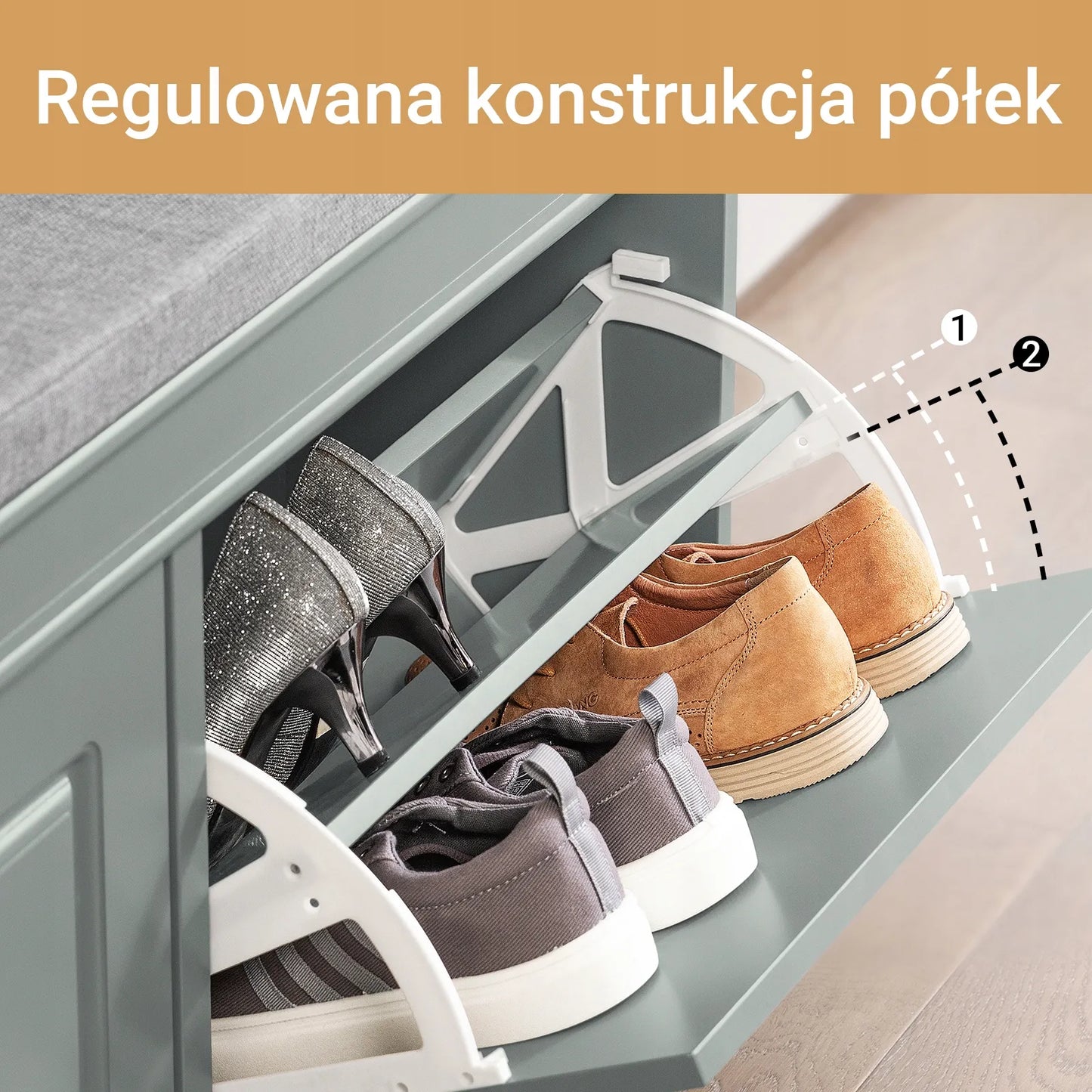 Apmuštas suoliukas batų spintelė prieškambariui 104cm FSR64-HG
