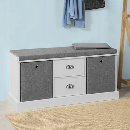 Apmuštas suoliukas batų spintelė su 2 krepšiais ir 2 stalčiais 100x35x50cm FSR66-HG