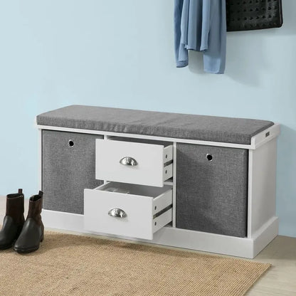 Apmuštas suoliukas batų spintelė su 2 krepšiais ir 2 stalčiais 100x35x50cm FSR66-HG