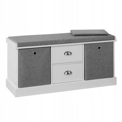 Apmuštas suoliukas batų spintelė su 2 krepšiais ir 2 stalčiais 100x35x50cm FSR66-HG