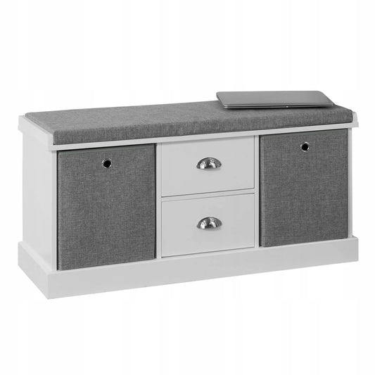 Apmuštas suoliukas batų spintelė su 2 krepšiais ir 2 stalčiais 100x35x50cm FSR66-HG