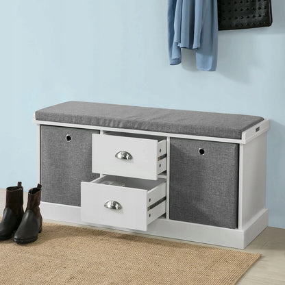 Apmuštas suoliukas batų spintelė su 2 krepšiais ir 2 stalčiais 100x35x50cm FSR66-HG