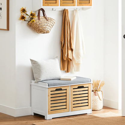 Apmuštas suoliukas batų spintelė su daiktadėže akacijos spalvos 71x35cm FSR23-II-WN