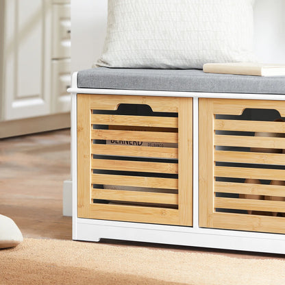 Apmuštas suoliukas batų spintelė su daiktadėže akacijos spalvos 71x35cm FSR23-II-WN