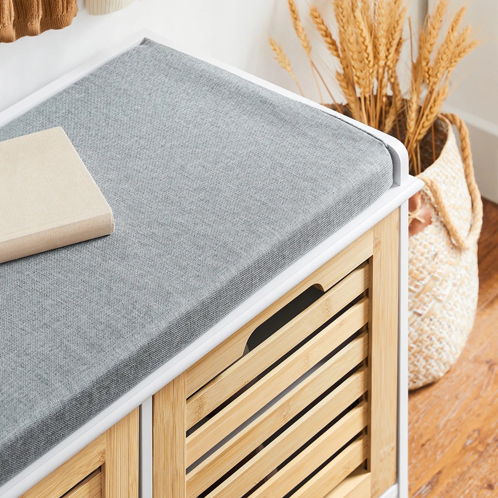Apmuštas suoliukas batų spintelė su daiktadėže akacijos spalvos 71x35cm FSR23-II-WN