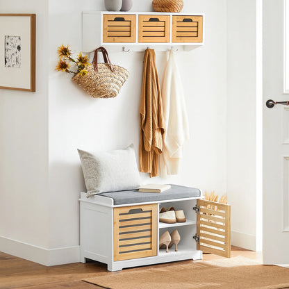Apmuštas suoliukas batų spintelė su daiktadėže akacijos spalvos 71x35cm FSR23-II-WN