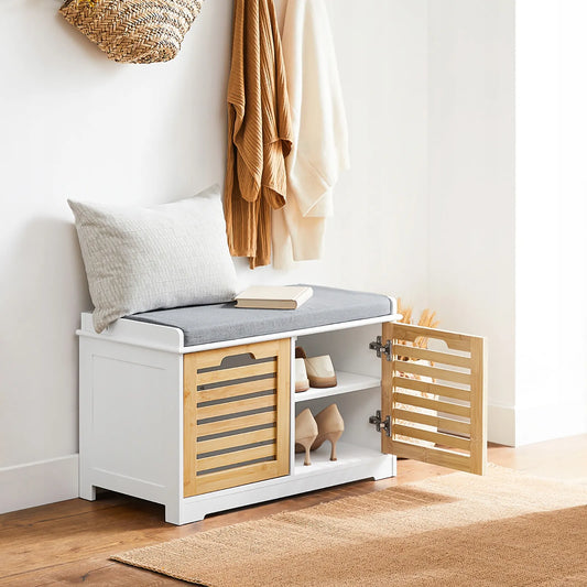 Apmuštas suoliukas batų spintelė su daiktadėže akacijos spalvos 71x35cm FSR23-II-WN