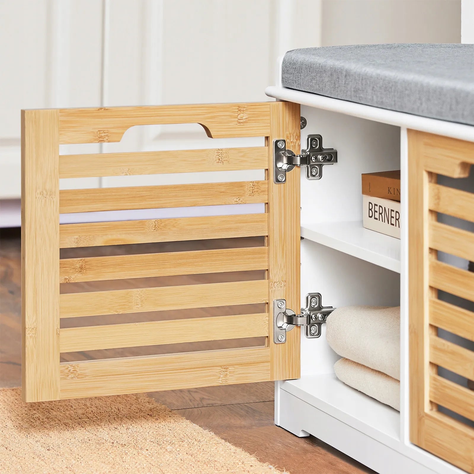 Apmuštas suoliukas batų spintelė su daiktadėže akacijos spalvos 71x35cm FSR23-II-WN