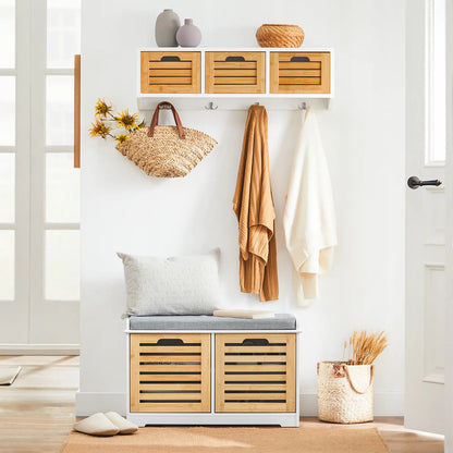 Apmuštas suoliukas batų spintelė su daiktadėže akacijos spalvos 71x35cm FSR23-II-WN