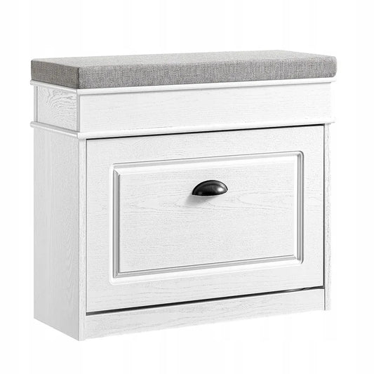 Apmuštas suoliukas batų spintelė su daiktadėže baltos spalvos 61x24x51cm FSR82-K-WG