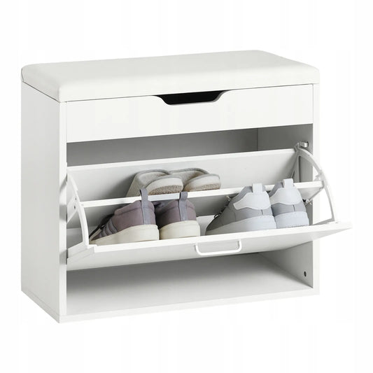 Apmuštas suoliukas batų spintelė su daiktadėže ir sėdyne 60x30cm FSR95-W