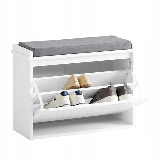 Apmuštas suoliukas ir batų spintelė prieškambariui SoBuy 62 cm FSR98-W