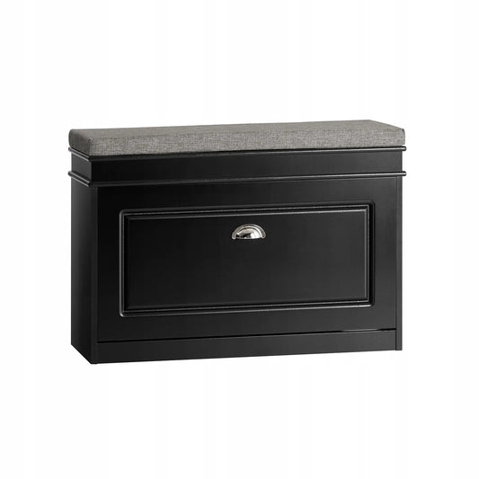 Apmuštas suoliukas, juoda batų spintelė su sėdyne 75x24cm FSR82-L-SCH