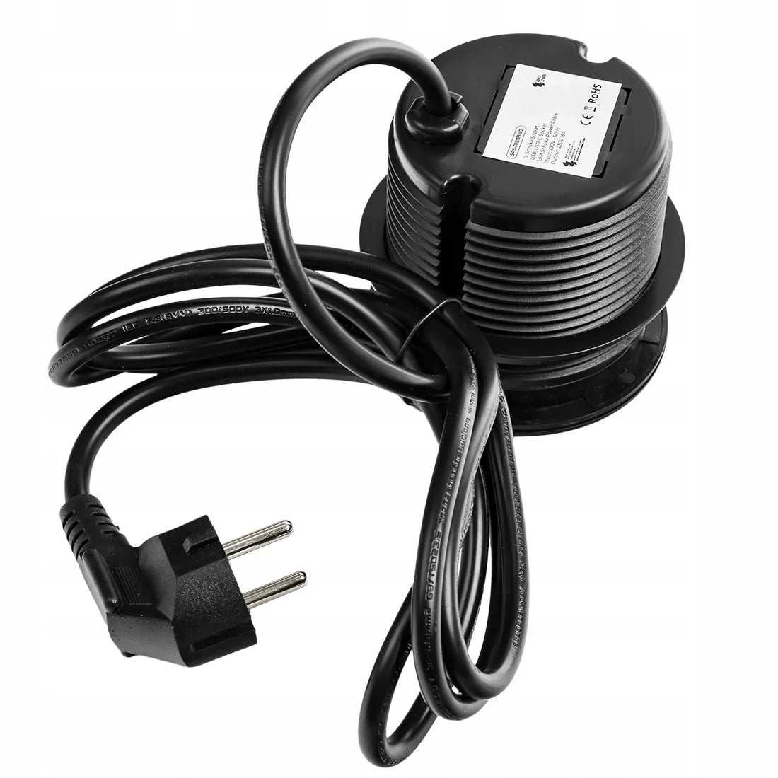 Apvalus įmontuojamas stalinis lizdas Spacetronik USB-C USB-A Schuko F tipo