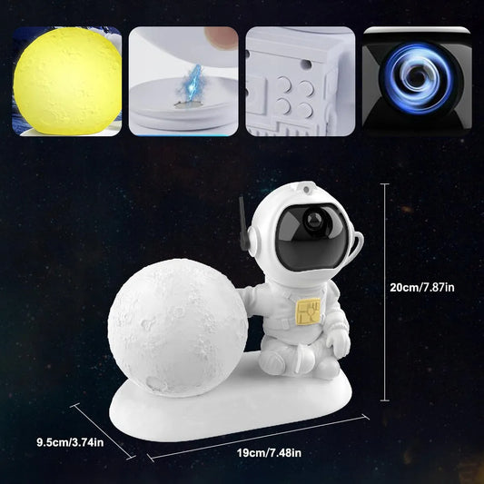 Astronauto formos žvaigždžių projektorius ir naktinė lemputė su nuotolinio valdymo pulteliu