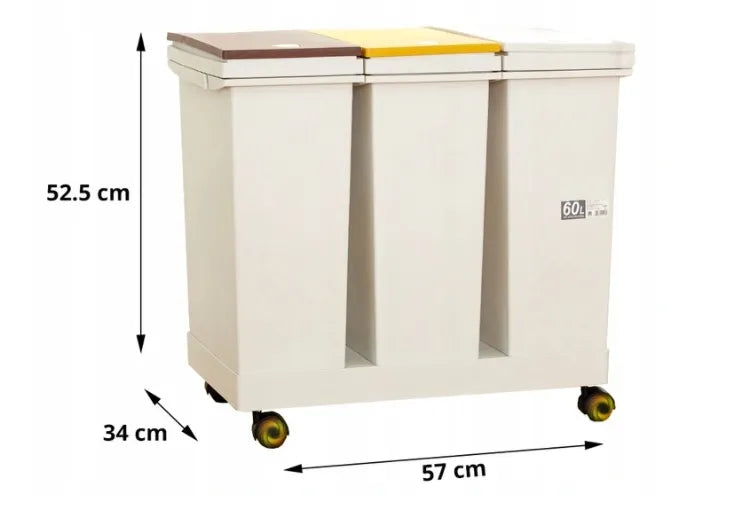 Atliekų rūšiavimo šiukšliadėžė 3-in-1 60l (F003)