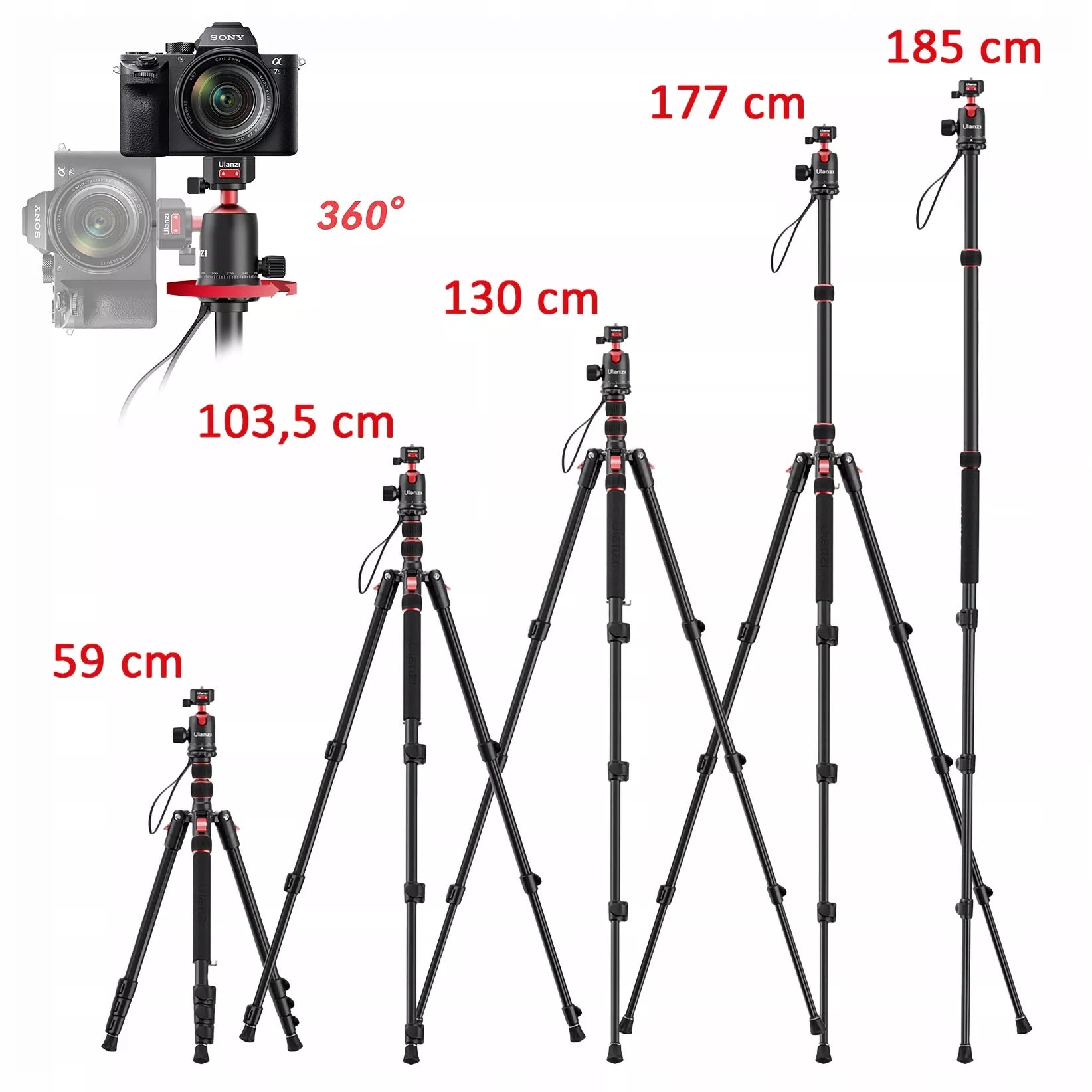 Atverčiamas trikojis ULANZI TT31 su tvirta panoramine galvute, keliamoji galia 4 kg