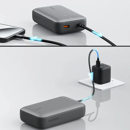 Aukey PB-Y57 Spark Mini išorinis akumuliatorius 20000mAh PD QC 3.0 USB-C 22.5W LED + laidas