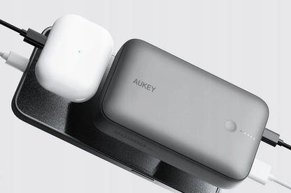Aukey PB-Y57 Spark Mini išorinis akumuliatorius 20000mAh PD QC 3.0 USB-C 22.5W LED + laidas