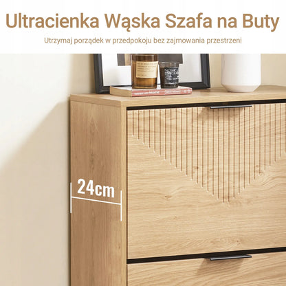 Aukšta batų spintelė su 2 skyriais, ąžuolo spalvos, prieškambario lentyna 60x24cm FSR200-II-N