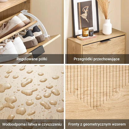 Aukšta batų spintelė su 2 skyriais, ąžuolo spalvos, prieškambario lentyna 60x24cm FSR200-II-N