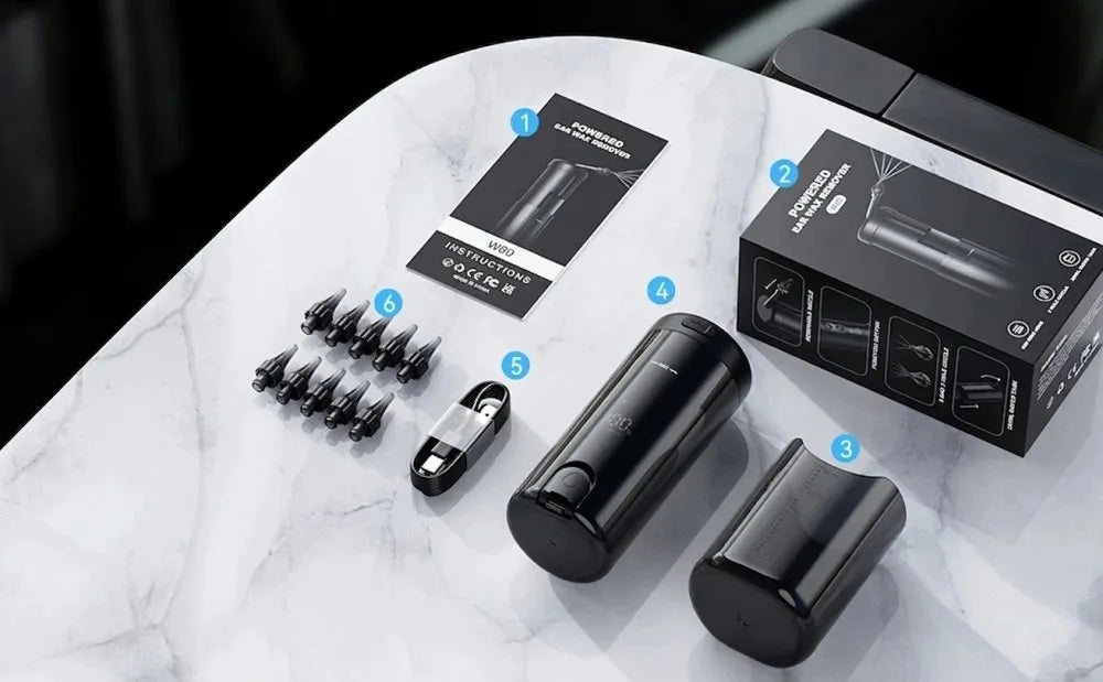 Ausų sieros šalinimo irigatorius, ausų valymo prietaisas, 5 režimai, 10 antgalių, USB-C