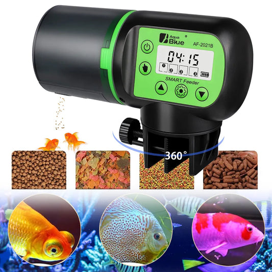 Automatinė akvariumo žuvų šėrykla su pašaro dozatoriumi