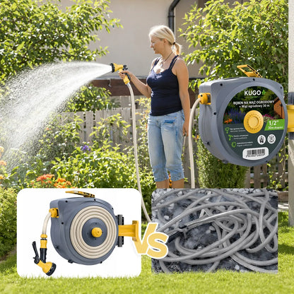 Automatinė sodo žarnos ritė 30m + 2m 1/2" su purkštuvu 8F
