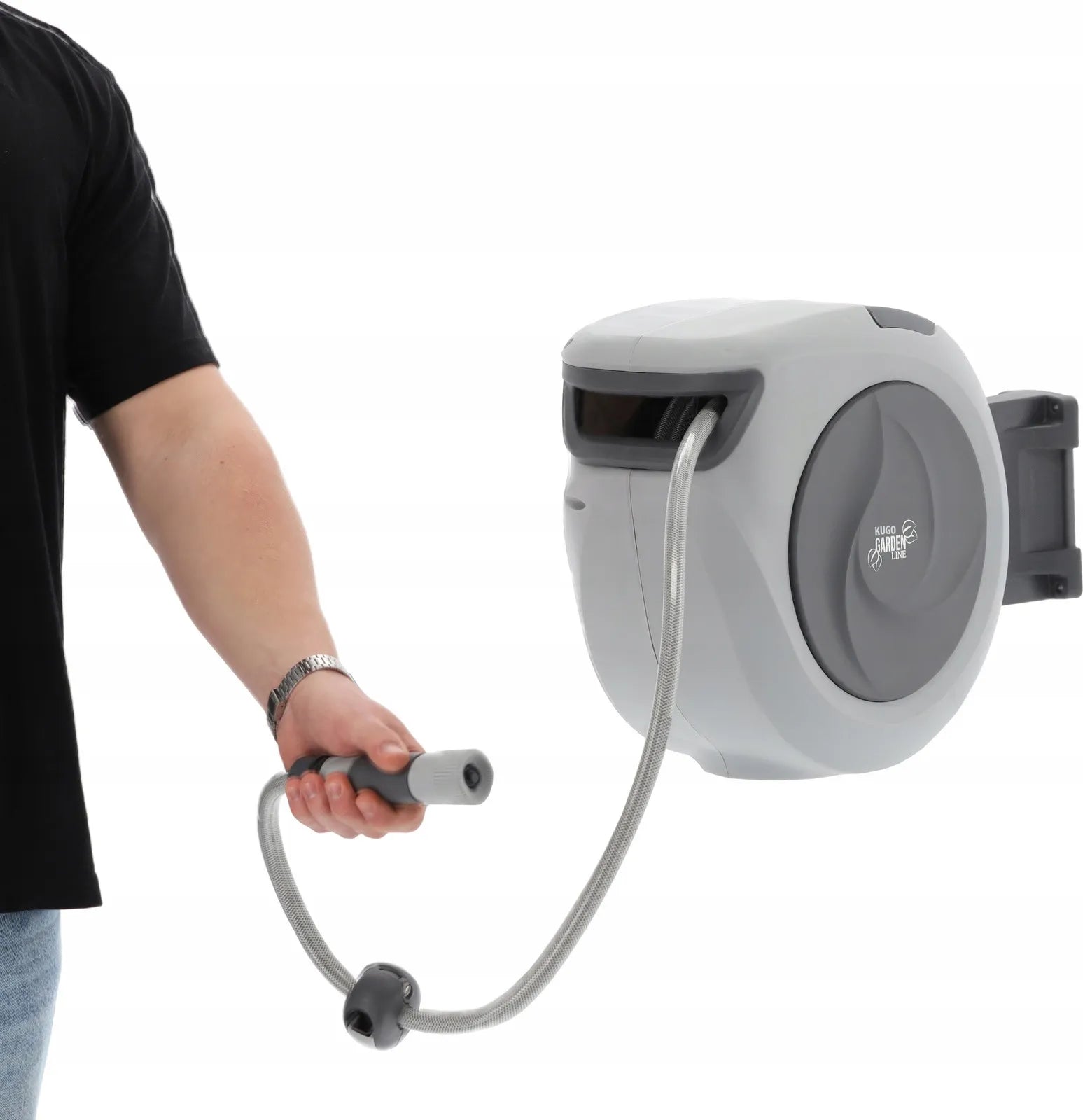 Automatinė sodo žarnos ritė su 15m + 1,5m 1/2" žarna ir purkštuvu