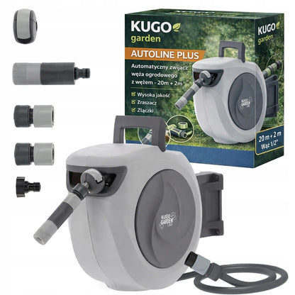 Automatinė sodo žarnos ritė su 20 m žarna ir purkštuvu 1/2"