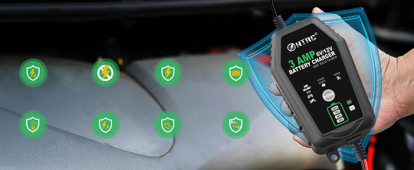 Automatinis automobilio akumuliatoriaus įkroviklis LCD 6V 12V 3A