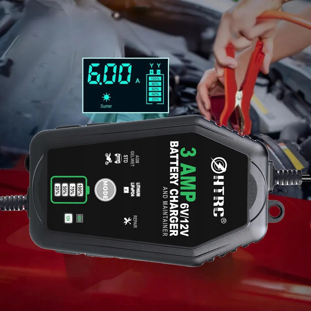 Automatinis automobilio akumuliatoriaus įkroviklis LCD 6V 12V 3A