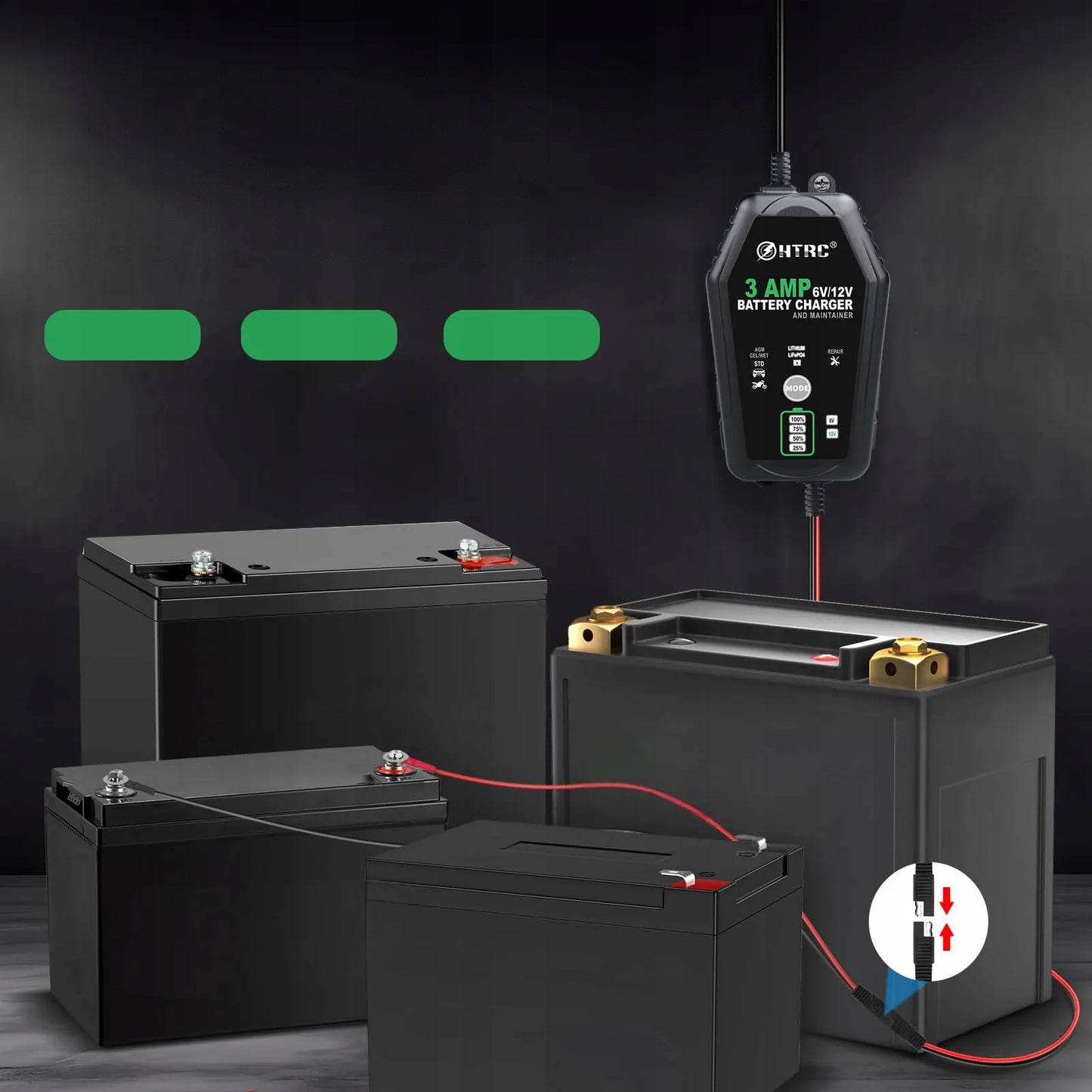 Automatinis automobilio akumuliatoriaus įkroviklis LCD 6V 12V 3A