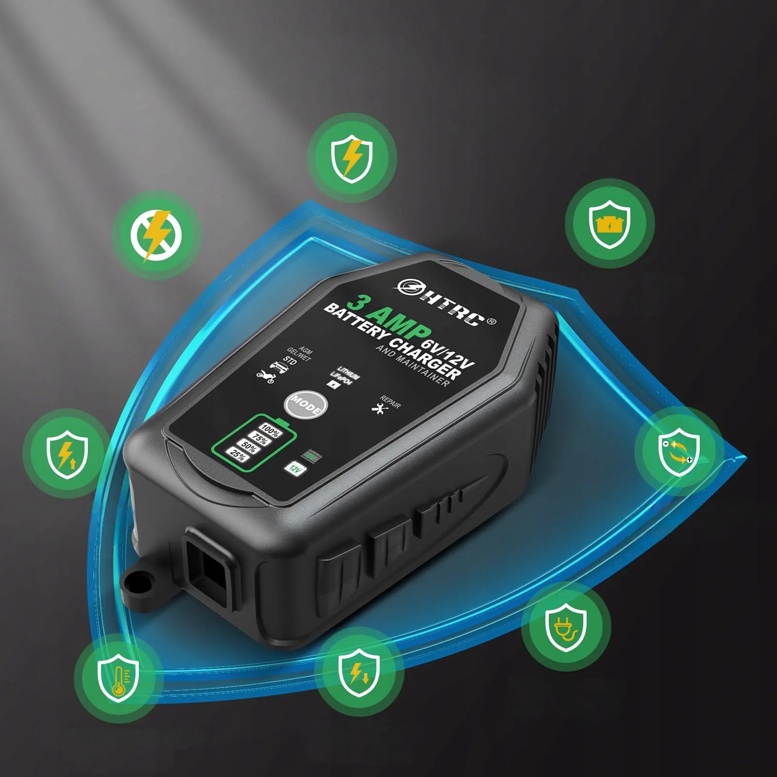 Automatinis automobilio akumuliatoriaus įkroviklis LCD 6V 12V 3A