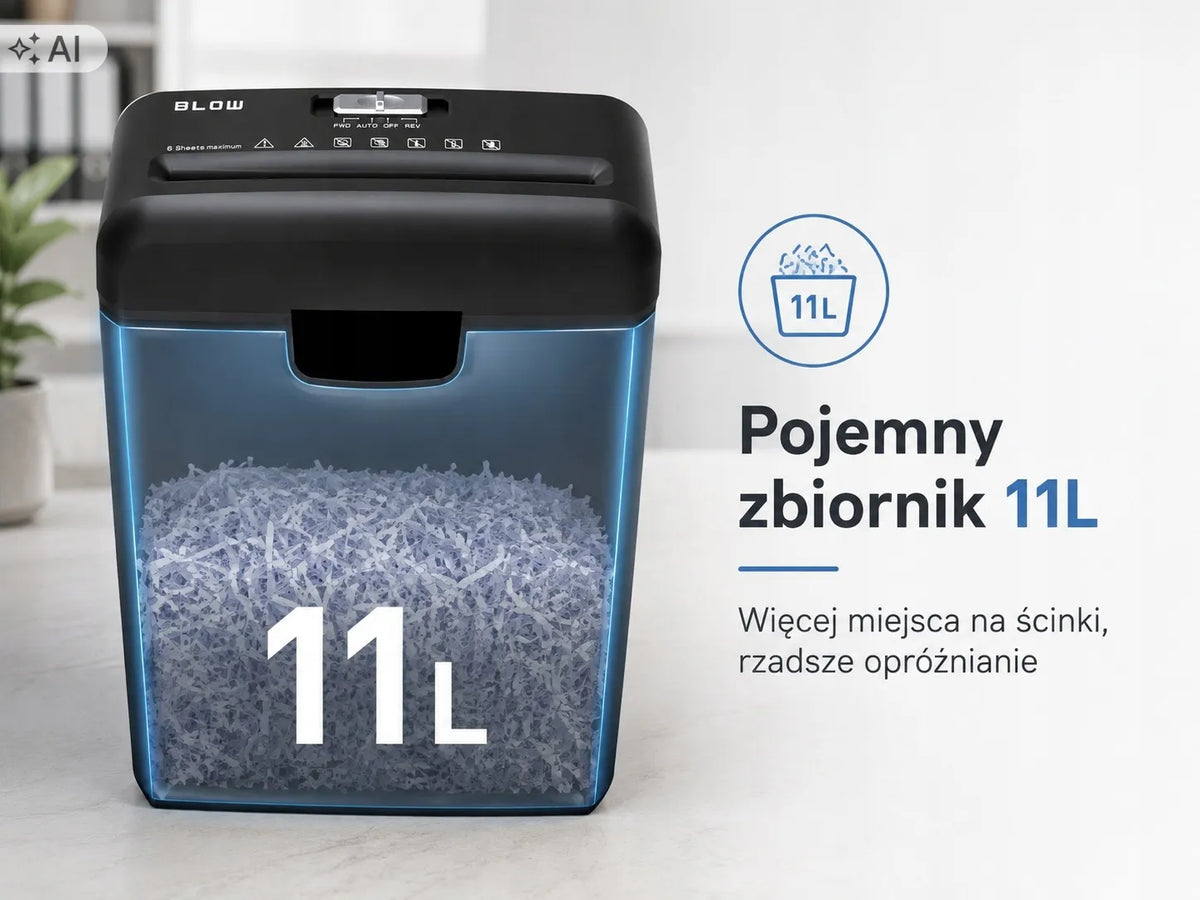 Automatinis „BLOW“ dokumentų naikiklis, 11 l, iki 6 lapų