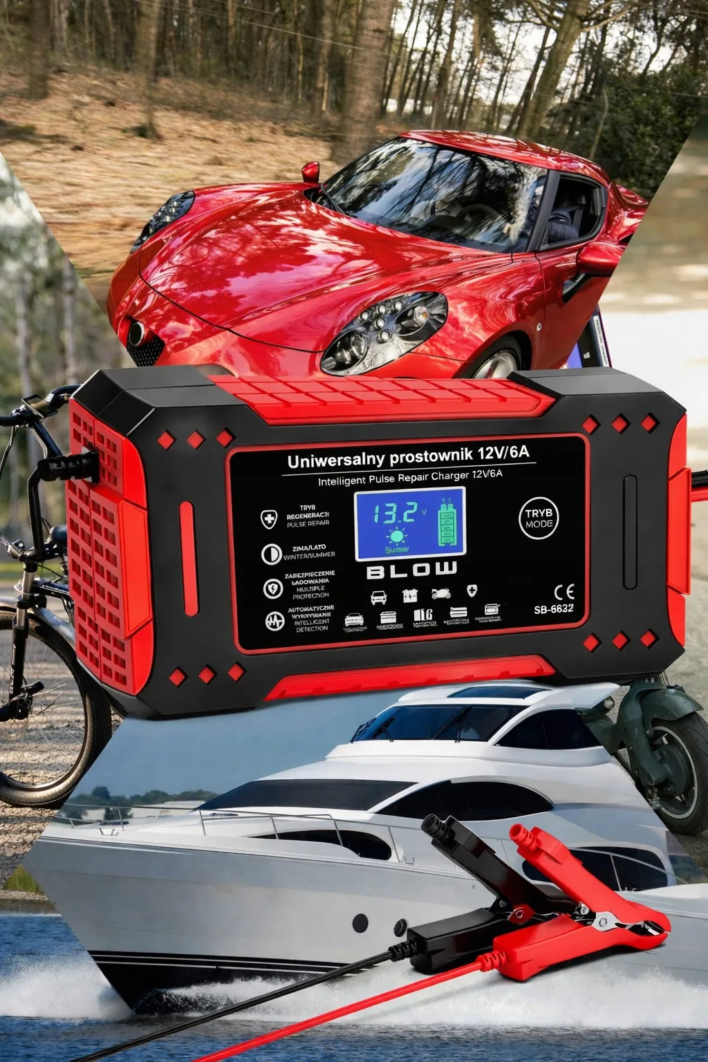 Automatinis išmanusis akumuliatoriaus įkroviklis BLOW LCD 12V 6A