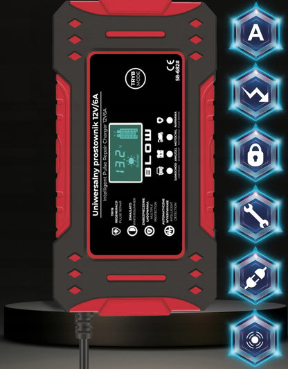 Automatinis išmanusis akumuliatoriaus įkroviklis BLOW LCD 12V 6A