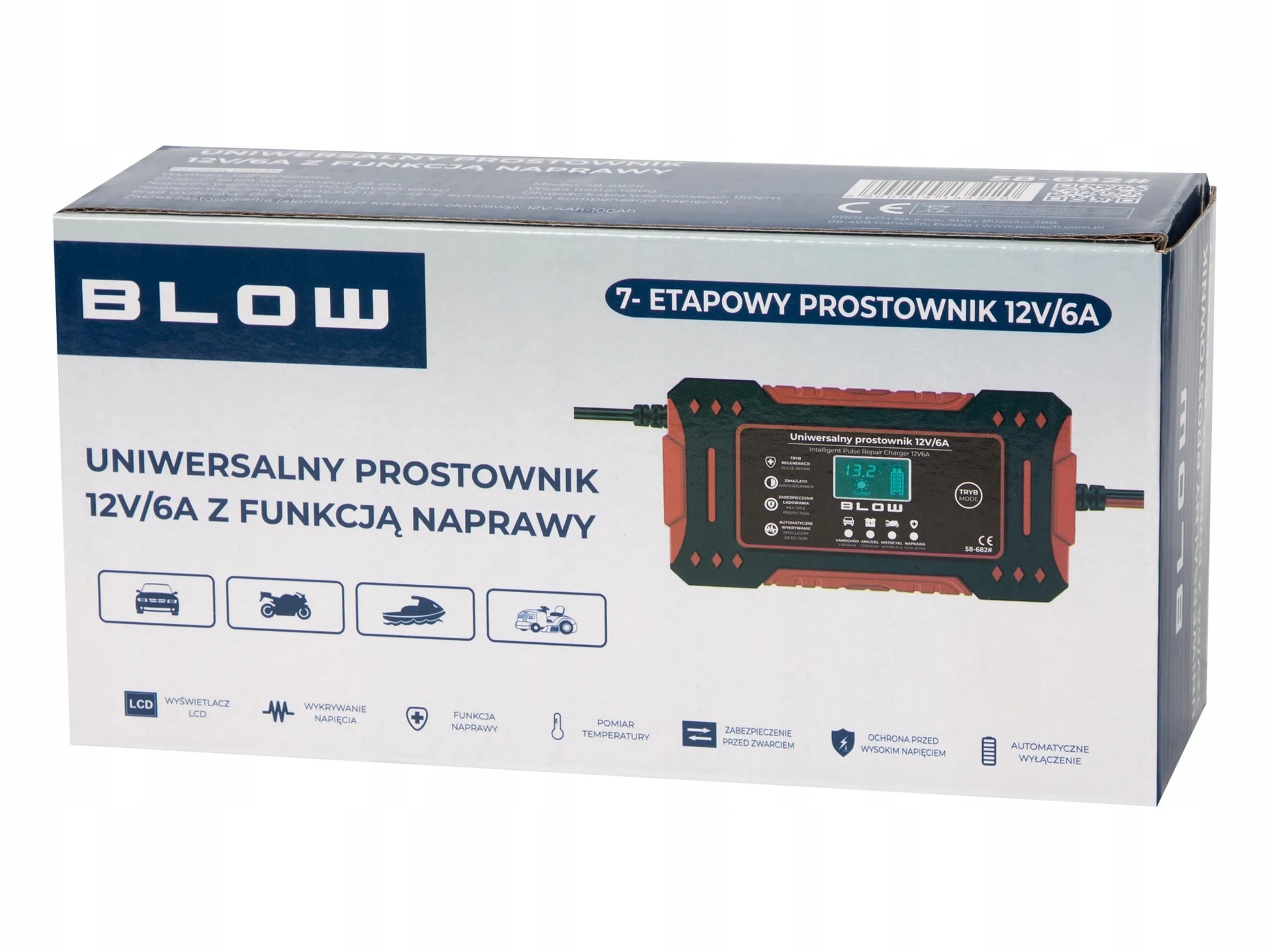Automatinis išmanusis akumuliatoriaus įkroviklis BLOW LCD 12V 6A